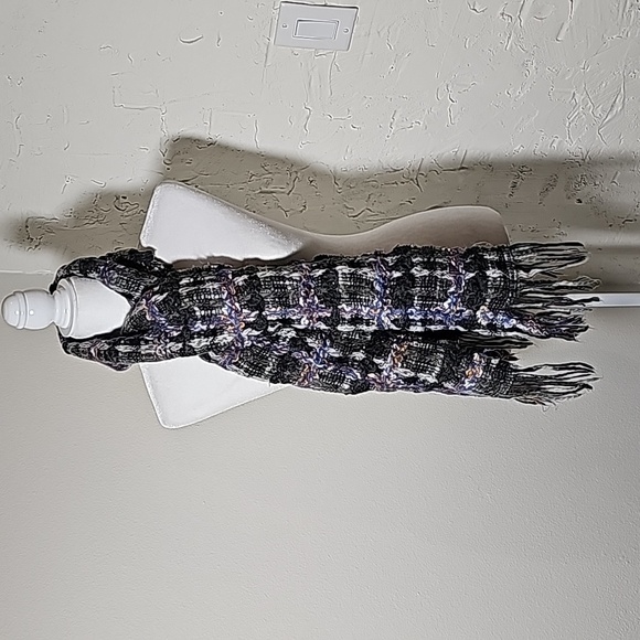 Saldarini 1882 Scarf Como Italy Lana Wool Mohair Plaid Multicolor Cozy Fringe - Picture 1 of 13